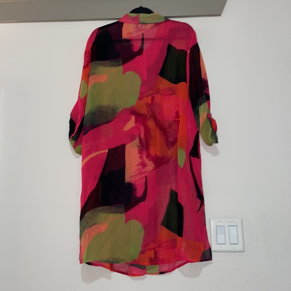 Caroline Rose Abstract Print Semi-Sheer Dress SZ M EUC - Picture 2 of 4